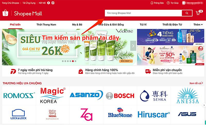 Cách nhận biết sản phẩm có vào trong gian hàng Shopee Mall